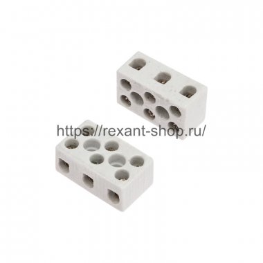 Фотография товара 'Rexant Клемма керамическая винтовая 4 мм? 3 пары контактов 07-6225'