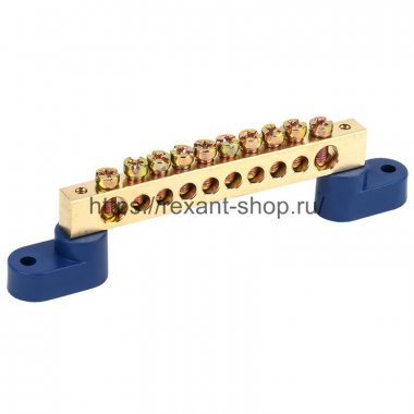 Фотография товара 'Rexant Шина «N» нулевая 8х12 мм на двух угловых синих изоляторах 11-2334'