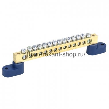 Фотография товара 'Rexant Шина «N» нулевая 8х12 мм на двух угловых синих изоляторах 11-2336'