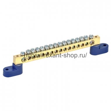 Фотография товара 'Rexant Шина «N» нулевая 8х12 мм на двух угловых синих изоляторах 11-2337'