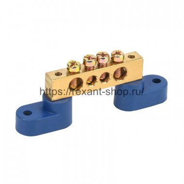 Фотография товара 'Rexant Шина «N» нулевая 8х12 мм на двух угловых синих изоляторах 11-2331'