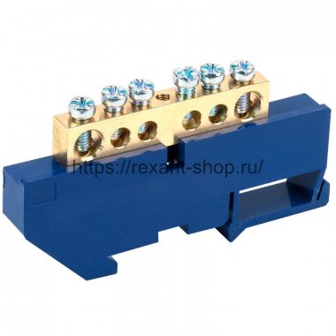 Фотография товара 'Rexant Шина «N» нулевая с синим изолятором на DIN-рейку 11-2346'