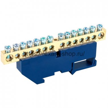 Фотография товара 'Rexant Шина «N» нулевая с синим изолятором на DIN-рейку 11-2350'