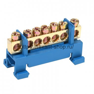 Фотография товара 'Rexant Шина «N» нулевая с синим изолятором тип «Стойка» на DIN-рейку 11-2352'