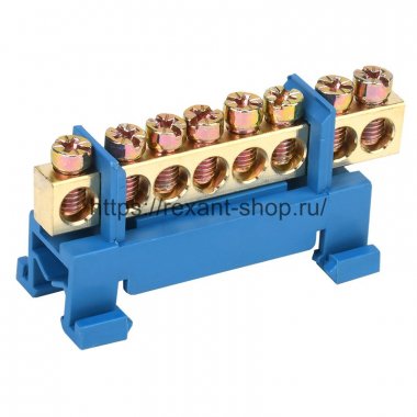 Фотография товара 'Rexant Шина «N» нулевая с синим изолятором тип «Стойка» на DIN-рейку 11-2353'