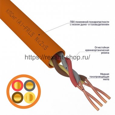 Фотография товара 'Rexant Кабель огнестойкий ИВКЗ КПСнг(А)-FRLS 2х2х0,75 мм 01-4975'