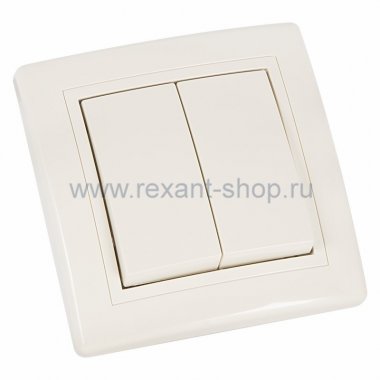 Фотография товара 'Rexant Выключатель двухклавишный,скрытой установки 78-0143'