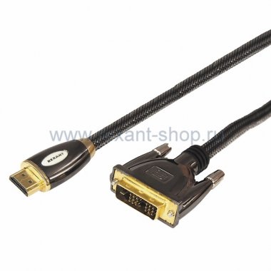Фотография товара 'Rexant Шнур Luxury HDMI - DVI-D gold, 5М 17-6606'