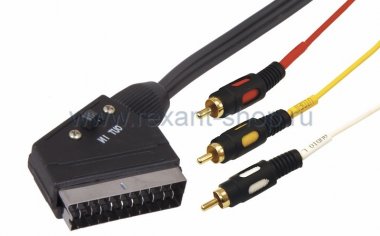 Фотография товара 'Rexant Шнур SCART Plug - 3RCA Plug с переключателем 17-1354'