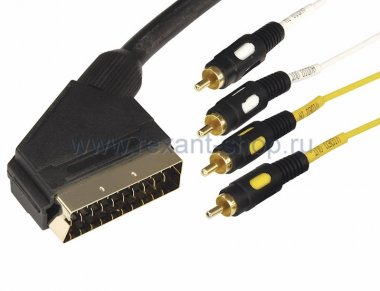 Фотография товара 'Rexant Шнур SCART Plug - 4RCA Plug 1.5М 17-1412'