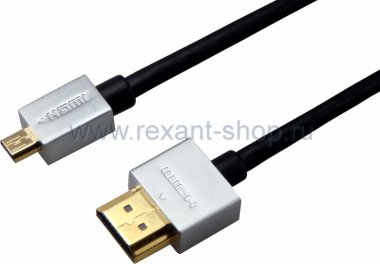 Фотография товара 'Rexant Шнур HDMI - micro HDMI gold 3М Ultra Slim 17-6725'