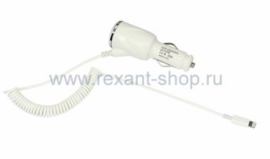 Фотография товара 'Rexant Автозарядка в прикуриватель для iPhone5/5S (АЗУ) 18-0144'