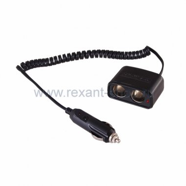 Фотография товара 'Rexant Разветвитель автоприкуривателя 2гн шнур спираль 16-0223'