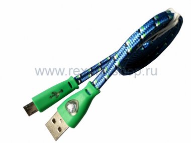 Фотография товара 'Rexant USB кабель светящиеся разъемы для micro USB шнур шелк 18-4257'