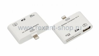Фотография товара 'Rexant Адаптер для iPhone 5 на USB, SD, microSD 18-0153'