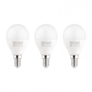 Фотография товара 'Rexant 604-209-3 Лампа светодиодная Шарик (GL) 11,5Вт E14 1093Лм 6500K'