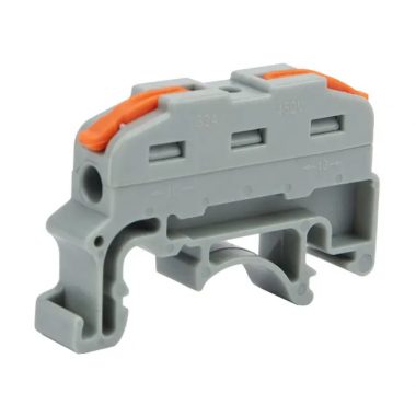 Фотография товара 'Rexant 07-5294 Клемма СМК 222-621-PT-6 3 вывода рычаг-push-in на DIN-рейку'