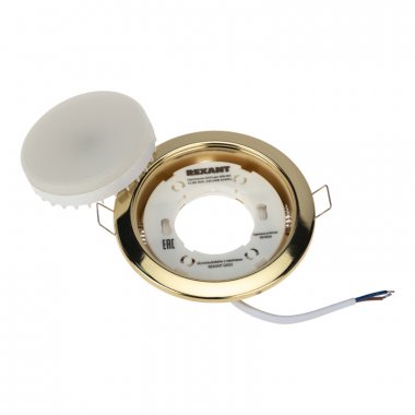 Фотография товара 'Rexant 604-0638 Комплект лампы и светильника GX53 «ЯРКИЙ ТЕПЛЫЙ ЗОЛОТОЙ» лампа 15,5 Вт'