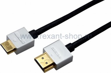 Фотография товара 'Rexant Шнур HDMI - mini HDMI gold 1.5М Ultra Slim 17-6713'
