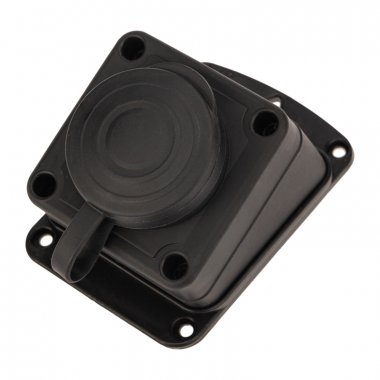 Фотография товара 'Rexant 111-127-4 Розетка каучуковая 1 гнездо с крышкой угловая черная, с/3, 16А, IP44'