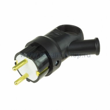 Фотография товара 'Rexant Вилка угловая с кольцом 2P+E 16А с з/к каучук 11-8508'