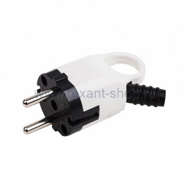 Фотография товара 'Rexant Вилка угловая с ушком (кольцом) с/з 16А 11-1052-1'