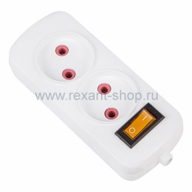 Фотография товара 'Rexant Колодка 2 гнезда с кнопкой эконом 11-8710'