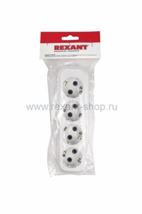 Фотография товара 'Rexant Колодка 4 гнезда c заземлением 11-8707'