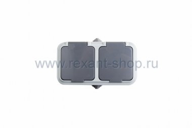 Фотография товара 'Rexant Розетка штепсельная двухместная влагозащищенная для открытой установки 78-0525'