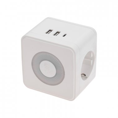 Фотография товара 'Rexant 11-1251 Двойник электрический Куб 16А с/з + 2хUSB-A 2,4А + USB Type-C 3А'