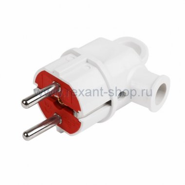 Фотография товара 'Rexant Вилка угловая с кольцом с/з белая 16А 11-8537'