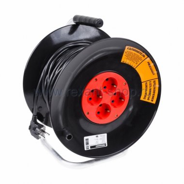 Фотография товара 'Rexant Удлинитель силовой на катушке 4 гнезда с/з 50 м 11-7607'