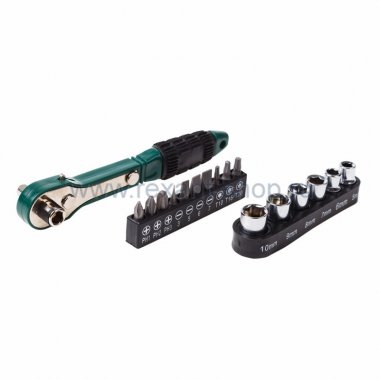 Фотография товара 'Rexant Набор головок и бит с ключом-трещоткой 17 предметов 12-6070'