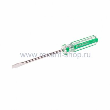 Фотография товара 'Rexant Отвертка шлицевая SL5 Х 100 мм, прозрачная рукоятка 12-4732'