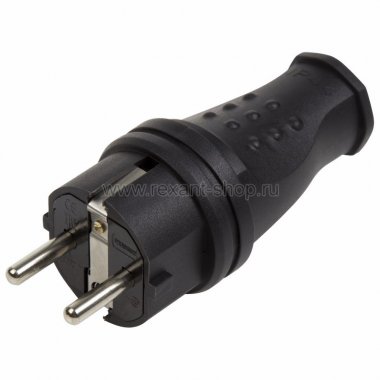 Фотография товара 'Rexant Вилка прямая влагозащищенная, с/з, 16А, IP44 11-8521'