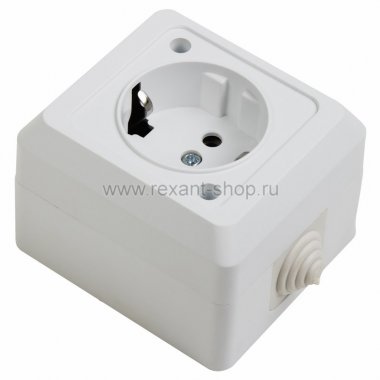 Фотография товара 'Rexant Розетка штепсельная влагозащищенная открытой установки c\з,16 А,IP 44 78-0515'