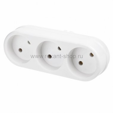 Фотография товара 'Rexant Тройник электрический линейный, 6/10 А 11-1078'