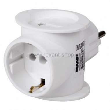 Фотография товара 'Rexant Тройник электрический универсальный, 16 А 11-1080'
