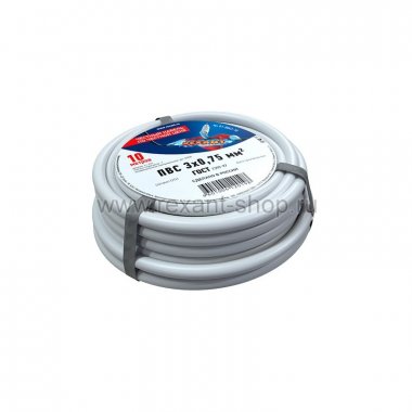 Фотография товара 'Rexant Провод ПВС 3x0,75 мм 01-8042-10'