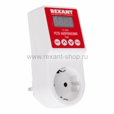 Фотография товара 'Rexant Реле напряжения «вилка-розетка» c дисплеем 16А 10-6040'