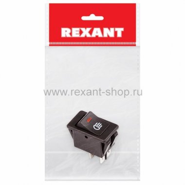 Фотография товара 'Rexant Выключатель клавишный 12V 35А (4с) ON-OFF с красной подсветкой 36-4440-1'