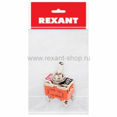 Фотография товара 'Rexant Тумблер 250V 15А (4c) ON-OFF двухполюсный 36-4130-1'
