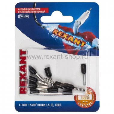 Фотография товара 'Rexant НАКОНЕЧНИК ШТЫРЕВОЙ ВТУЛОЧНЫЙ изолированный F-8мм 06-0406-A'