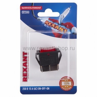 Фотография товара 'Rexant Выключатель клавишный 250V 15А (6с) 06-0309-B'