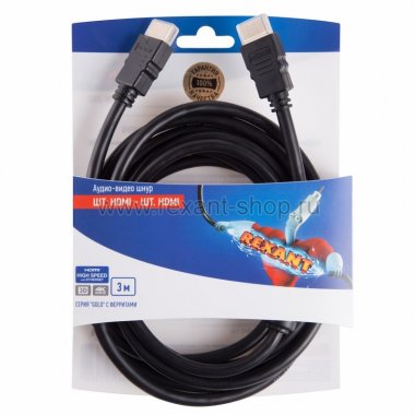 Фотография товара 'Rexant Шнур HDMI - HDMI gold 3М с ферритами 06-3102'