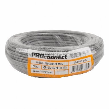 Фотография товара 'Rexant Кабель FTP 4PR 24AWG, CCA, CAT5e 01-0142-3-25'
