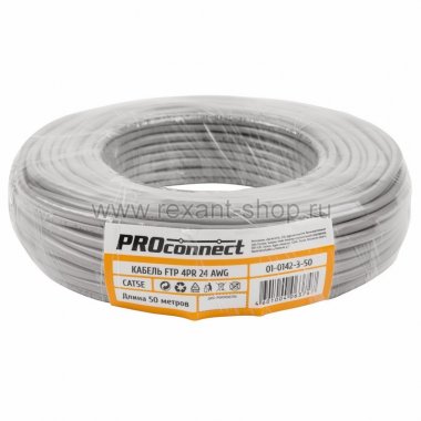 Фотография товара 'Rexant Кабель FTP 4PR 24AWG, CCA, CAT5e 01-0142-3-50'