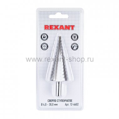 Фотография товара 'Rexant Сверло по жести ступенчатое 4,0 - 30,0 мм 12-6602'