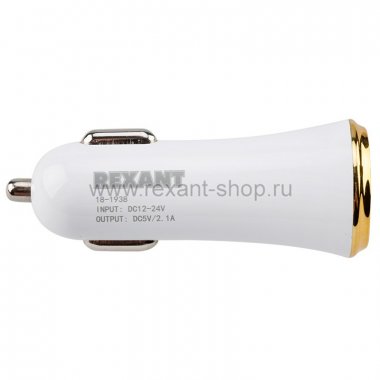 Фотография товара 'Rexant Автозарядка в прикуриватель 2хUSB с индикацией 18-1938'