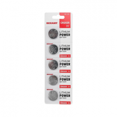 Фотография товара 'Rexant 30-1053 Батарейка литиевая CR2025, 3В, 1 шт, блистер'